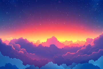 Naklejka premium Beautiful Sunset Clouds: A Vibrant Sky and Dreamy Landscape