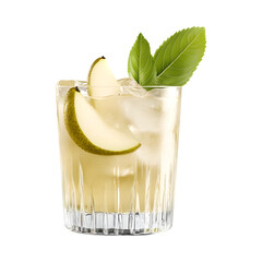 Korean Pear Soju Mule with Lime Slices Isolated on Transparent Background