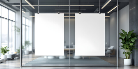 Blank Signs in Modern Office