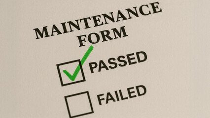 Maintenance form indicates successful completion of air duct engineering tasks, ensuring efficiency and reliability in systems