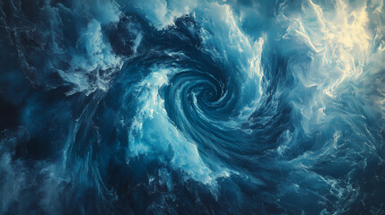Massive ocean whirlpool mysterious deep-sea swirling vortex powerful water currents photo. Abyssal Surge. Illustration