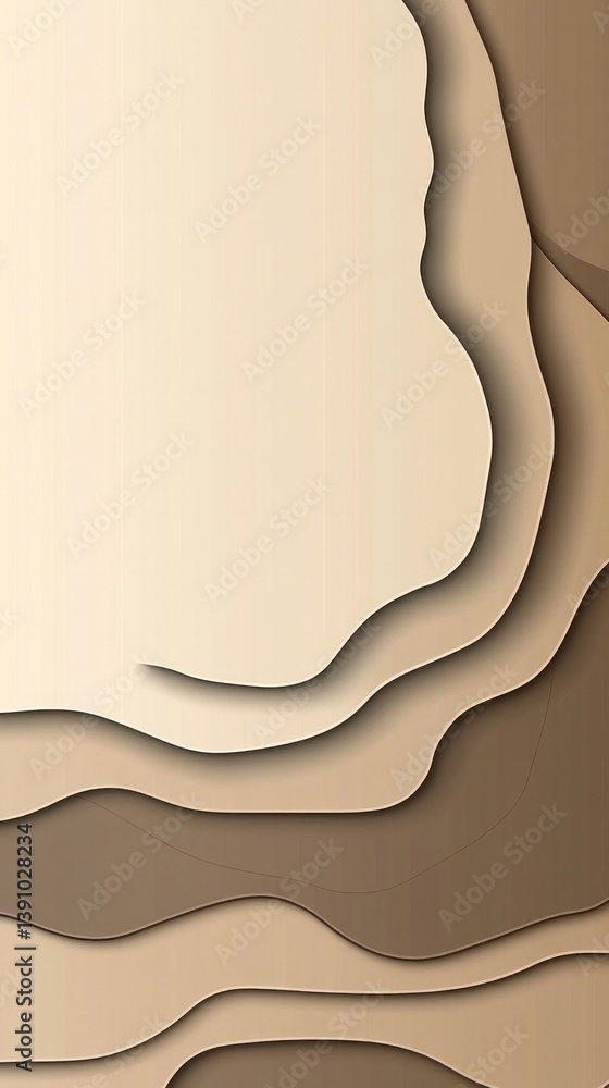 Poster a paper with a brown background and a wave pattern. the paper is folded and has a textured look