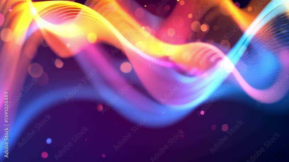 Poster vibrant abstract waves of color fluid design of energy and movement, capturing light and creating me