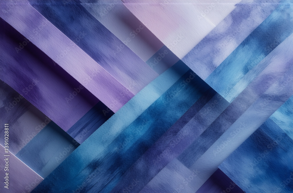 Aufkleber abstract geometric background with diagonal overlapping shapes in shades of purple, blue, and white 