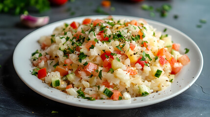 food, rice, meal, plate, dinner, fried, salad, vegetable, chicken, dish, meat, cuisine, vegetables, lunch, pork, white, risotto, healthy, green, thai, diet, hot, onion, delicious, carrot