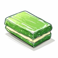 Vibrant Matcha Dessert Illustration: Whimsical Green Confectionery Art with Layered Cream Fusion