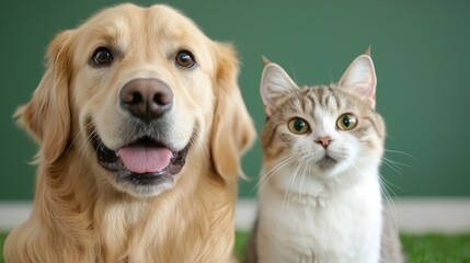 Friendly dog and cat together