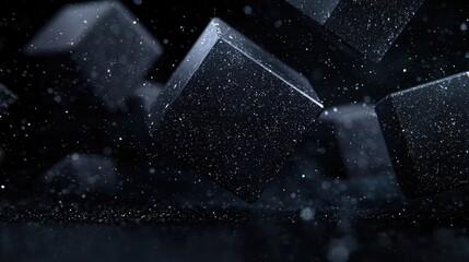 Dark, Abstract, Geometric Cubes in Motion