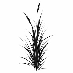 Silhouetted Tall Grass and Reed Grass Illustration: Organic Botanical Design and Wildlife Environment