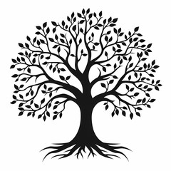 Silhouette of a Vibrant Tree Illustration: A Nature Inspired Botanical Design Showcasing Organic Growth and Tranquil Eco-friendly Beauty