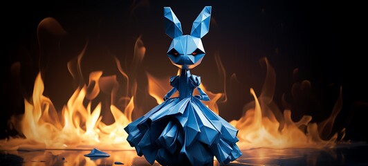 photo of the origami figure Rabbit girl, ai generative