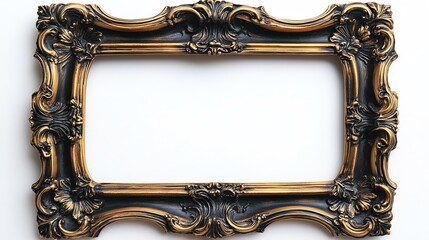 Classic gold frame adorned ornate details isolated to emphasize its antique and vintage appeal