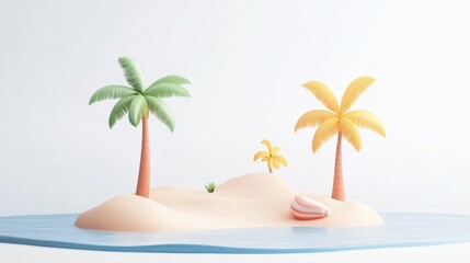 Obraz premium Pastel Island Scene with Palm Trees