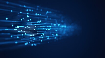 Obraz premium Energetic blue light streaks create a vibrant digital visual effect in a dark space.