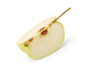 Piece of ripe green apple isolated on white