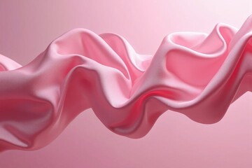 A Pink Satin Fabric Mid-Air With Graceful Twisting Flow. High-Resolution. Ideal For Romantic Visuals, Editorial Design Or Brand Backdrops.