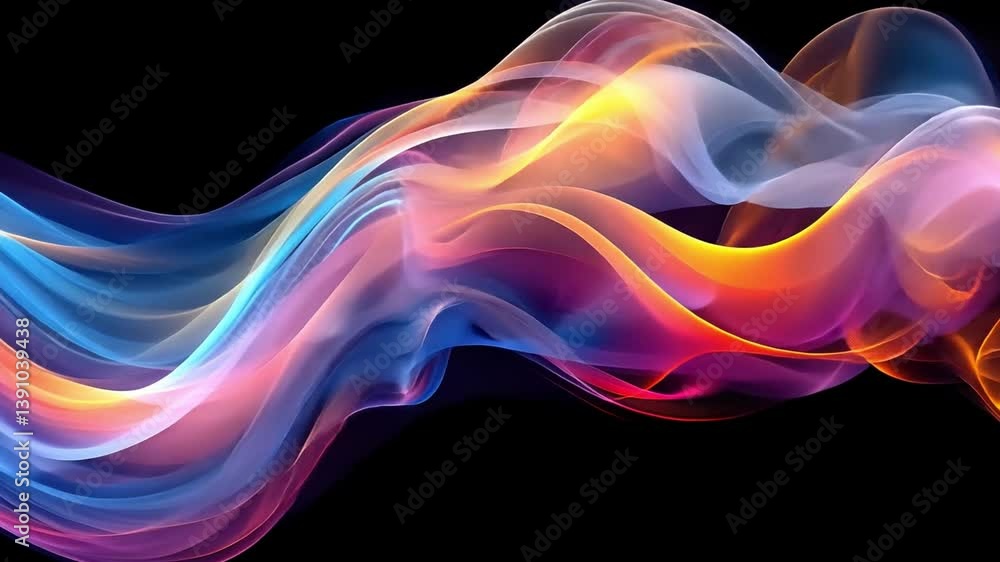 Poster vibrant abstract waves of color flowing in motion mesmerizing design of light and energy against dar