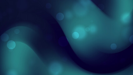 Glowing teal curves on dark blue background small lights are present