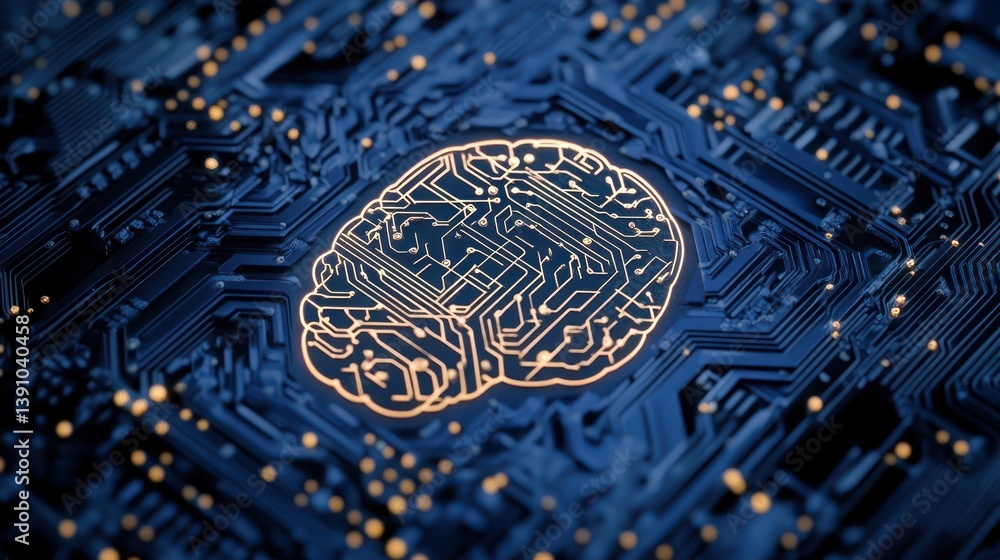 Poster digital brain circuit board technology ai background