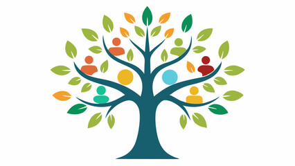 Growing Tree A tree with branches representing different communities and leaves symbolizing individuals emphasizing growth through connection.