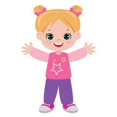 Cute little summer girl vector cartoon illustration