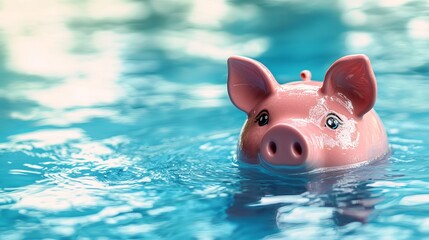Piggy bank swimming pool savings concept financial planning money management investment wealth accumulation tips