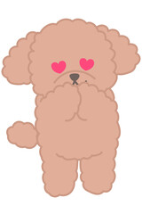 ハート型の目のかわいいトイプードル　全身のベクターイラスト