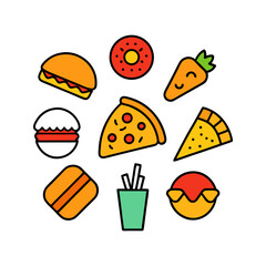 fast food icons set