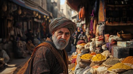 Middle Eastern market scene with a man