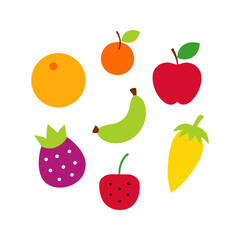 set of fruits and vegetables icons