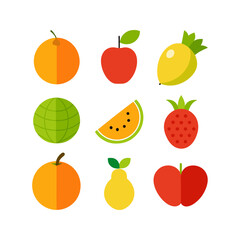 set of fruits and vegetables icons