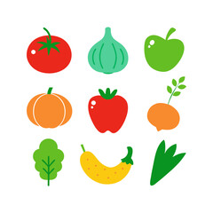 Fototapeta premium set of fruits and vegetables icons