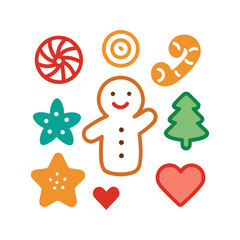 Naklejka premium set of gingerbread-cookies