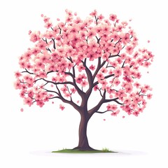 Fototapeta premium Cherry Blossom Illustration: Vibrant Spring Season Nature Artwork with Pink Flowers and Botanical Design