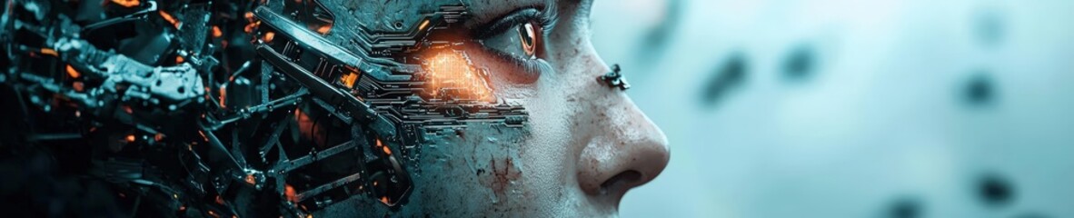 Fototapeta premium A woman's face is shown with a lot of detail, including her eyes and mouth