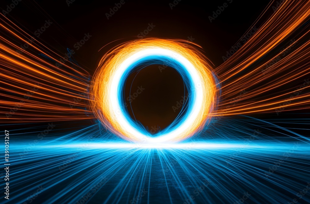 Poster abstract light trails forming a circular pattern