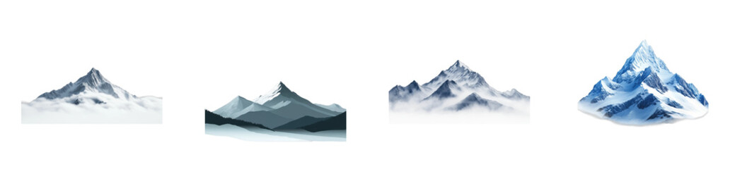 Obraz premium Majestic mountain peaks serene landscape digital nature aerial view. Cut out set