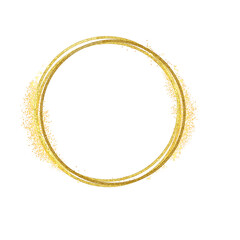 Golden Glittering Double Circle Frame with Sparkling Edges