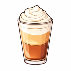 Perfect Layered Latte: Coffee Art Meets Dessert Beverage with Whipped Cream and Cappuccino Style