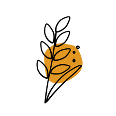 Abstract Botanical Line Art: Mustard Yellow Minimalist Floral Design