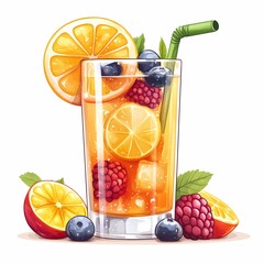 Refreshing Orange Juice Cocktail with Berries: A Vibrant, Healthy Summer Beverage