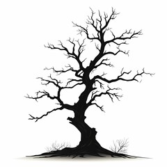 Obraz premium Abstract Dead Tree Silhouette: Mystical Nature Illustration with Leafless Branches and Eco-Friendly Fine Art Design