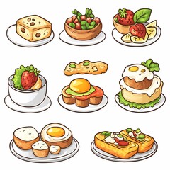 Healthy Organic Breakfast Spread: Fresh Vegetables, Fruits, and Plant-Based Delicacies in Vibrant Food Art