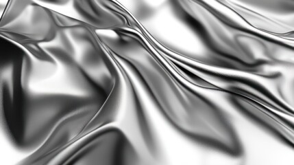 Silver silk fabric flowing, folds and wrinkles, abstract background, design element