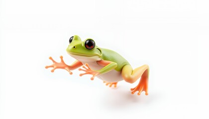 Obraz premium Low-Poly Beige Snake Coiled on White Background