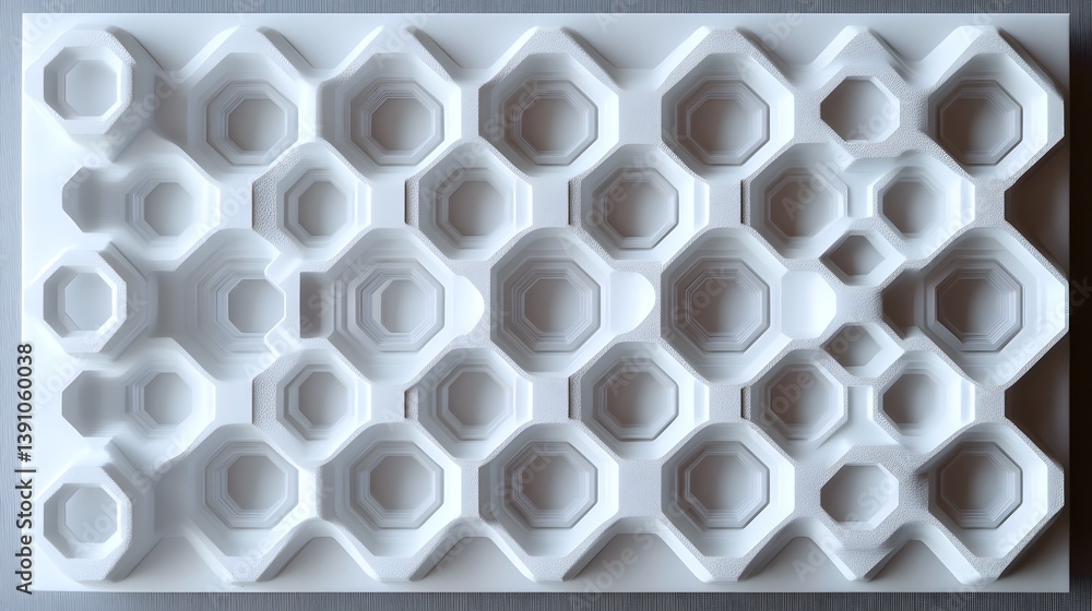 Poster white geometric hexagonal patterned surface