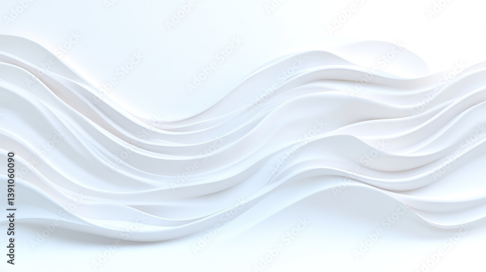 Poster abstract white waves minimalist design high-resolution soft lighting landscape wide view subtle text