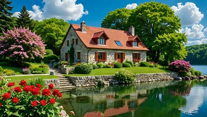 Fototapeta premium house on the river