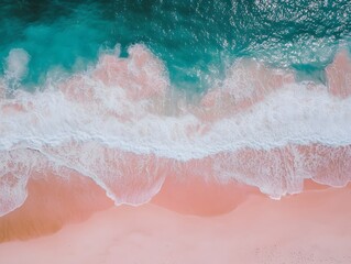 Fototapeta premium 37. A picturesque beach with pink sand and turquoise waves