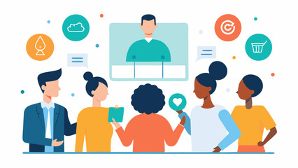 Classroom Setting A diverse group of experts gathered around a whiteboard discussing ethical principles with icons representing fairness transparency and accountability.